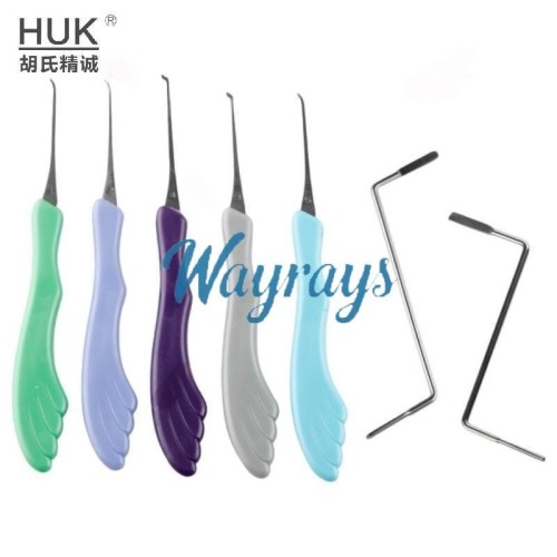 HUK brand hook pick tool anti-slip handle with a tapered hook design minimizes wobble during pin manipulation.