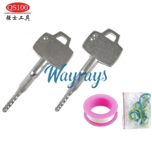 QS brand garage door & roller shutter cross locks try-out tool set (large coarse tooth, small fine tooth).