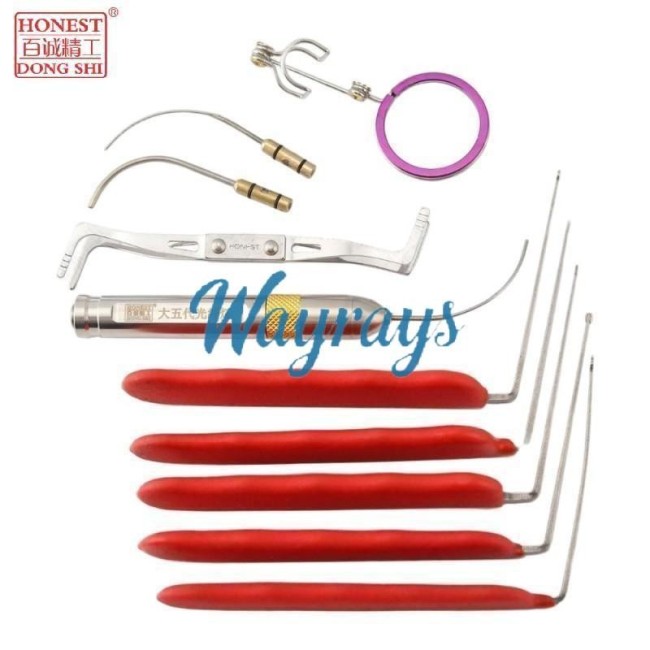 Honest brand hook pick&tension wrench&lock borescope with strong light tool set