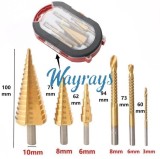 pagoda-style step drill bit tool set.note: continuously water-cool while drilling to extend drill bit life. failure to do so will burn out the bit.recommended speed: 250-400 rpm.