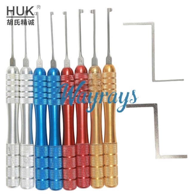HUK brand hook pick tool,use for residential lock: kaba lock,the inclined-plane design ensures distinct tactile feedback on binding pins when the tool manipulates within the lock cylinder.