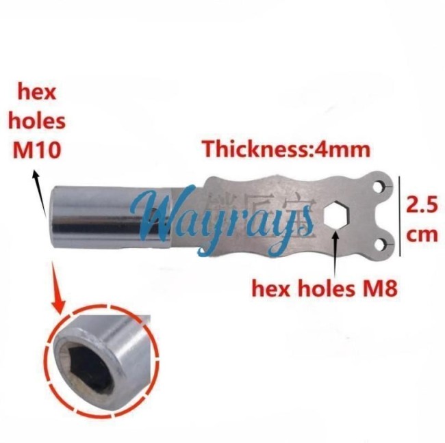 Universal wrench, tool rotates for adjustment. includes m10 and m8 hex holes for no.8 (8mm) and no.10 (10mm) sizes, widely used for residential locks. measure tip diameter before purchase to ensure compatibility.