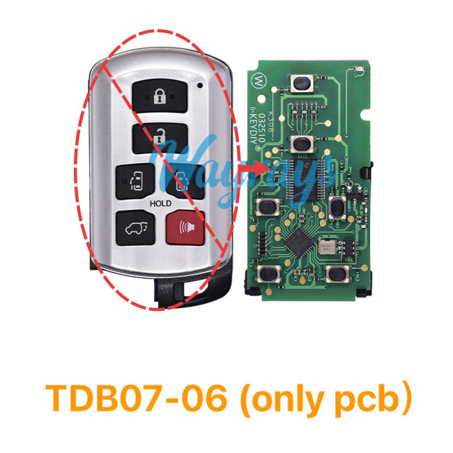 Keydiy TDB07-06 (Only PCB) smart remote,4D smart key generation, support emergency start,support frequency and trunk button value modification