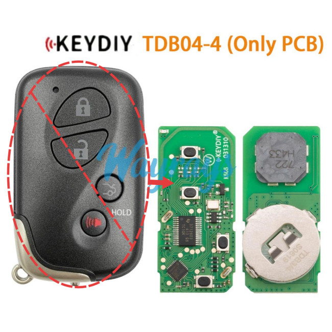 Keydiy TDB04-4 (Only PCB) smart remote,4D smart key generation, support emergency start,support frequency and trunk button value modification