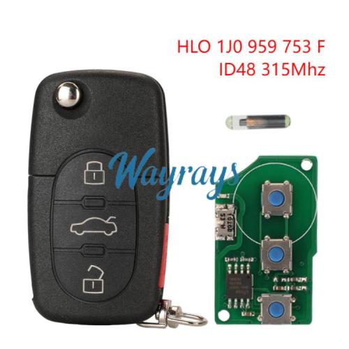 For VW HLO 1J0959753F ID48 chip with 315mhz 3+1 button remote key