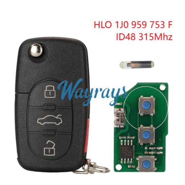 For VW HLO 1J0959753F ID48 chip with 315mhz 3+1 button remote key