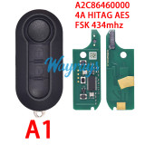 For Fiat A2C86460000 4A chip HITAG AES with FSK 434mhz 2/3 button remote key