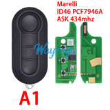For Fiat Marelli BSI System ID46 chip PCF7946A with ASK 434mhz 2/3 button remote key