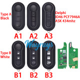For Fiat Delphi BSI System ID46 chip PCF7946A with ASK 434mhz 2/3 button remote key