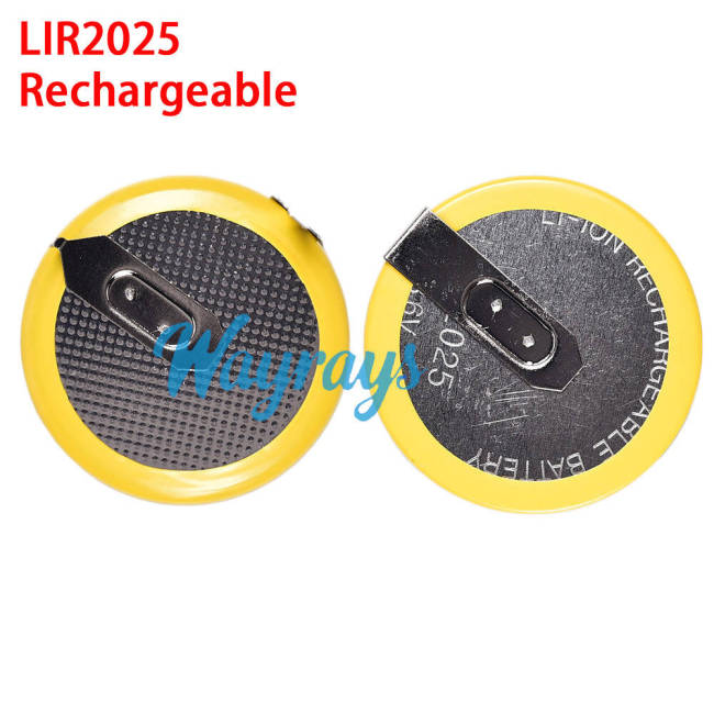 LIR2025 solder lug rechargeable battery,90° solder joint