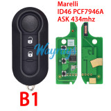 For Fiat Marelli BSI System ID46 chip PCF7946A with ASK 434mhz 2/3 button remote key