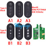 For Fiat Marelli BSI System ID46 chip PCF7946A with ASK 434mhz 2/3 button remote key