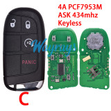 For Fiat M3N-40821302 4A chip PCF7953M with ASK 434mhz remote key