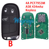 For Fiat M3N-40821302 4A chip PCF7953M with ASK 434mhz remote key