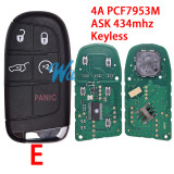For Fiat M3N-40821302 4A chip PCF7953M with ASK 434mhz remote key