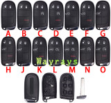 For Chrysler Jeep key shell with rectangle logo place