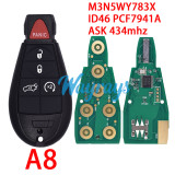 For Chrysler/Dodge M3N5WY783X IYZ-C01C ID46 chip PCF7941A with ASK 434mhz remote key
