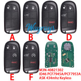 For Chrysler Grand Cherokee M3N-40821302 ID46 chip PCF7945A/PCF7953A with ASK 434mhz keyless remote key