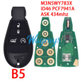 For Chrysler/Dodge M3N5WY783X IYZ-C01C ID46 chip PCF7941A with ASK 434mhz remote key
