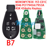 For Chrysler M3N5WY783X,IYZ-C01C ID46 chip PCF7945A/7953A with ASK 434mhz keyless remote key