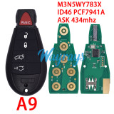 For Chrysler/Dodge M3N5WY783X IYZ-C01C ID46 chip PCF7941A with ASK 434mhz remote key