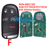 For Chrysler Grand Cherokee M3N-40821302 ID46 chip PCF7945A/PCF7953A with ASK 434mhz keyless remote key