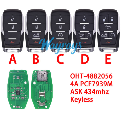 For Dodge RAM 1500 OHT-4882056 4A chip PCF7939M with ASK 434mhz keyless remote key