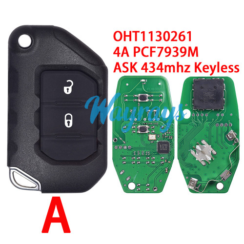 For Jeep Wrangler OHT1130261 4A chip PCF7939M with ASK 434mhz keyless remote key