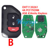 For Jeep Wrangler OHT1130261 4A chip PCF7939M with ASK 434mhz keyless remote key