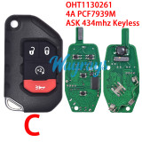 For Jeep Wrangler OHT1130261 4A chip PCF7939M with ASK 434mhz keyless remote key