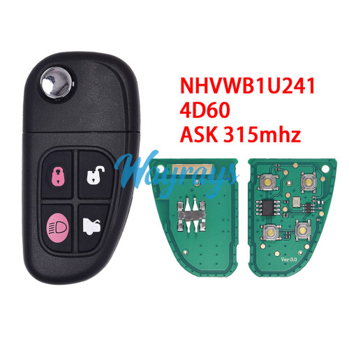 For Jaguar NHVWB1U241 4D60 chip with ASK 315mhz 4 button remote key