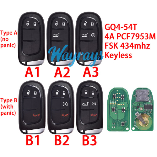 For Jeep GQ4-54T 4A chip PCF7953M with FSK 434mhz keyless remote key