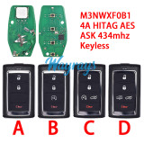 For Jeep Wrangler M3NWXF0B1 4A chip HITAG AES with ASK 434mhz keyless remote key