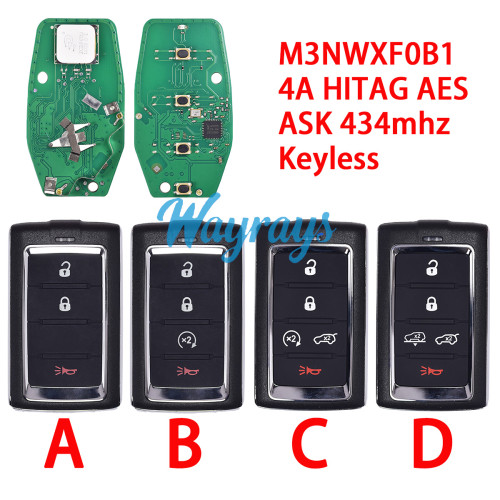 For Jeep Wrangler M3NWXF0B1 4A chip HITAG AES with ASK 434mhz keyless remote key