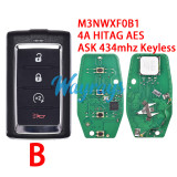 For Jeep Wrangler M3NWXF0B1 4A chip HITAG AES with ASK 434mhz keyless remote key