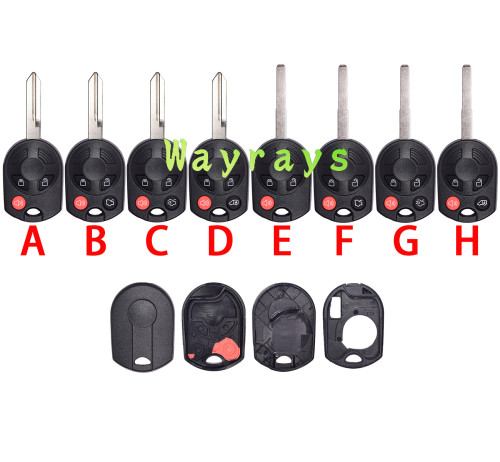 [3 parts] For Ford key shell with logo place