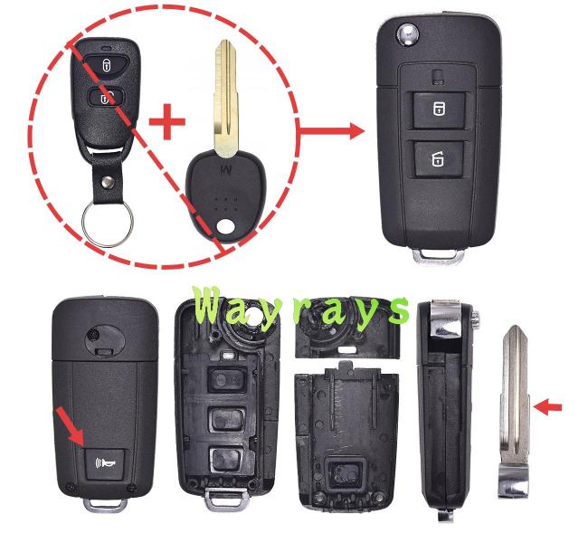 For Hyundai modified key shell with logo place