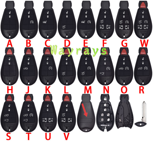 For Chrysler Jeep key shell with rectangle logo place ,the model N without logo place