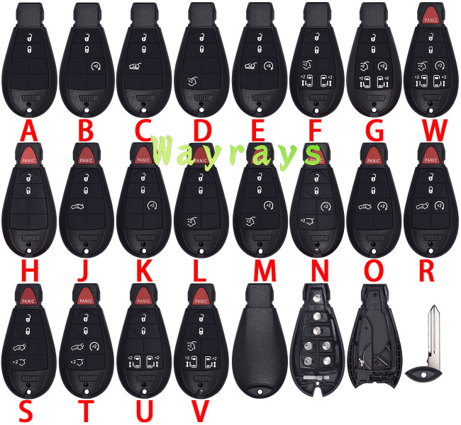 For Chrysler key shell without logo place,The colors are vibrant in real life, suitable for customers who like bright colors,ABCDEFGQR no logo model in stock