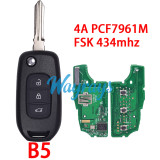 For Renault 4A chip PCF7961M with FSK 434mhz 2/3 button remote key