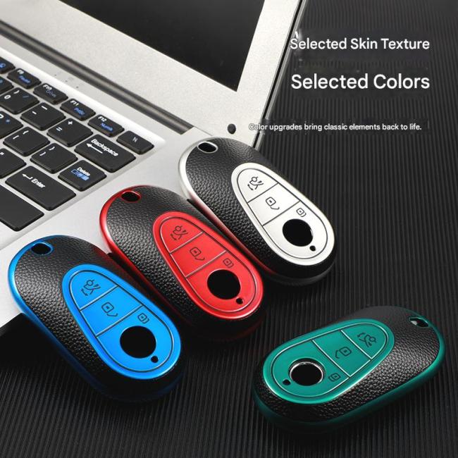 For Benz style car key Leather-textured TPU protective cover,please choose color