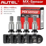 Autel MX-Sensor 4pcs 315MHz+433MHz 2 in 1 Universal Programmable TPMS Sensor Metal/Rubber