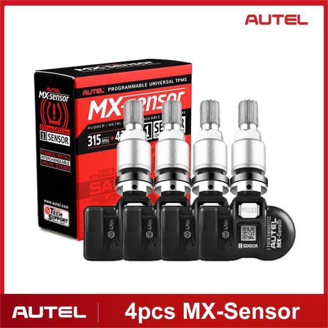 Autel MX-Sensor 4pcs 315MHz+433MHz 2 in 1 Universal Programmable TPMS Sensor Metal/Rubber