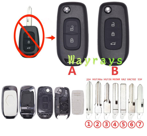 For Renault modified high quality key shell with logo place