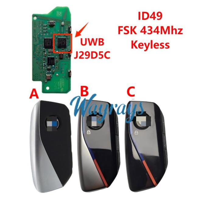 Original for BMW UWB model ID49 chip Hitag Pro with FSK 434mhz keyless 4 button remote key