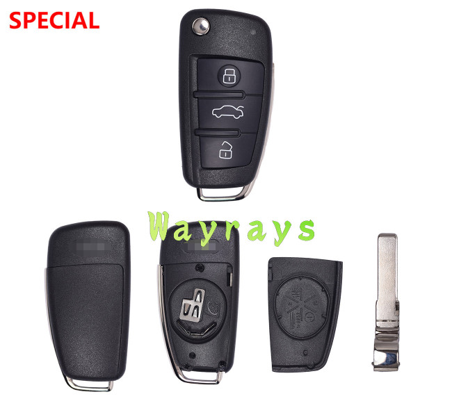 For Audi A6L 3 button key shell with OEM logo place