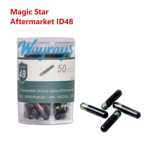 Magic Star aftermarket ID48 glass transponder chip，for VW, Jetta, SEAT，Changeable ID，50pcs/Box