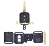 For Nissan key shell without logo place,A and B have the same internal structure and similar materials。 A has plastic buttons with white pads B has black button rubber pad
