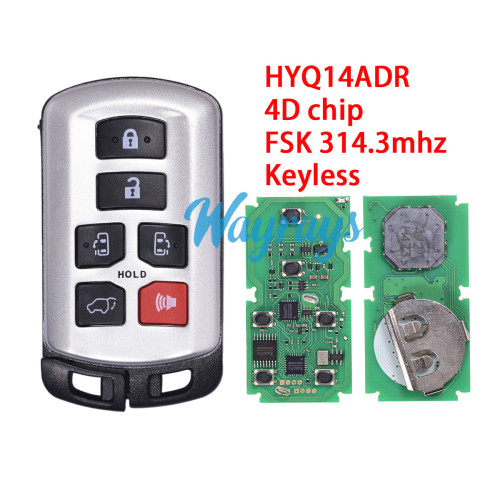 For Toyota HYQ14ADR 5691 PCB 4D chip with FSK 314.3mhz keyless 5+1 button remote key