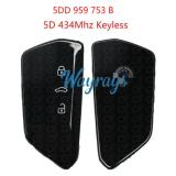 Original for SKoda 5DD 959 753 B 5D chip with 434mhz keyless 3 button remote key